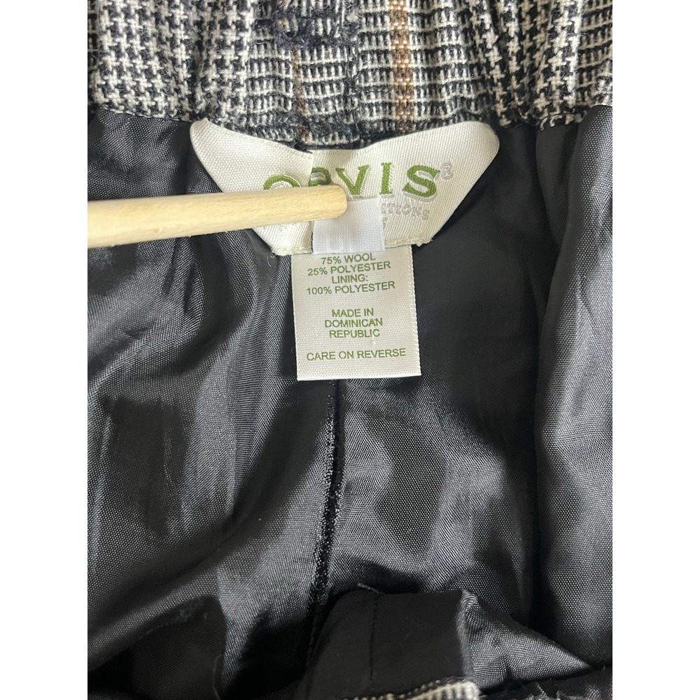Orvis Wool Blend Elastic Waist Pocket Pants Lined Petite Large Glen Check Plaid - Picture 11 of 13
